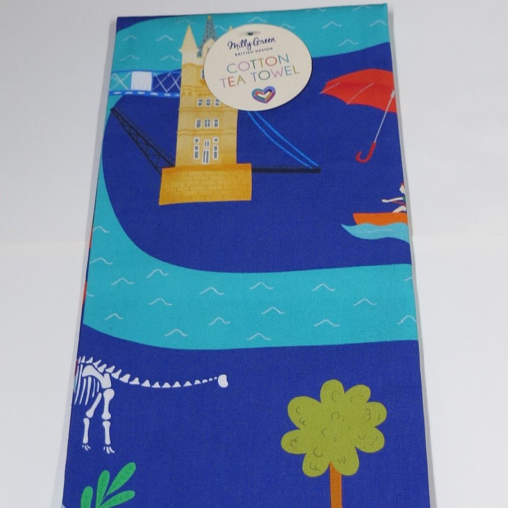 London Hand Towel 100% Cotton design Milly Green